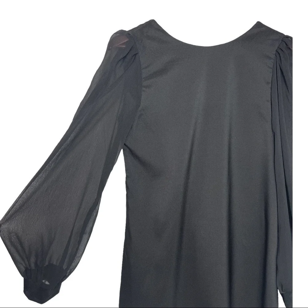 Shaye Blue Womens Fairy Grunge Black Sheer Sleeve Mini Dress Whimsigoth Vamp M
